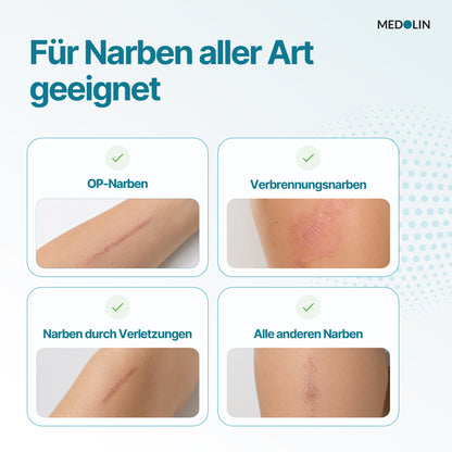 Narben aller Art sind zu sehen.